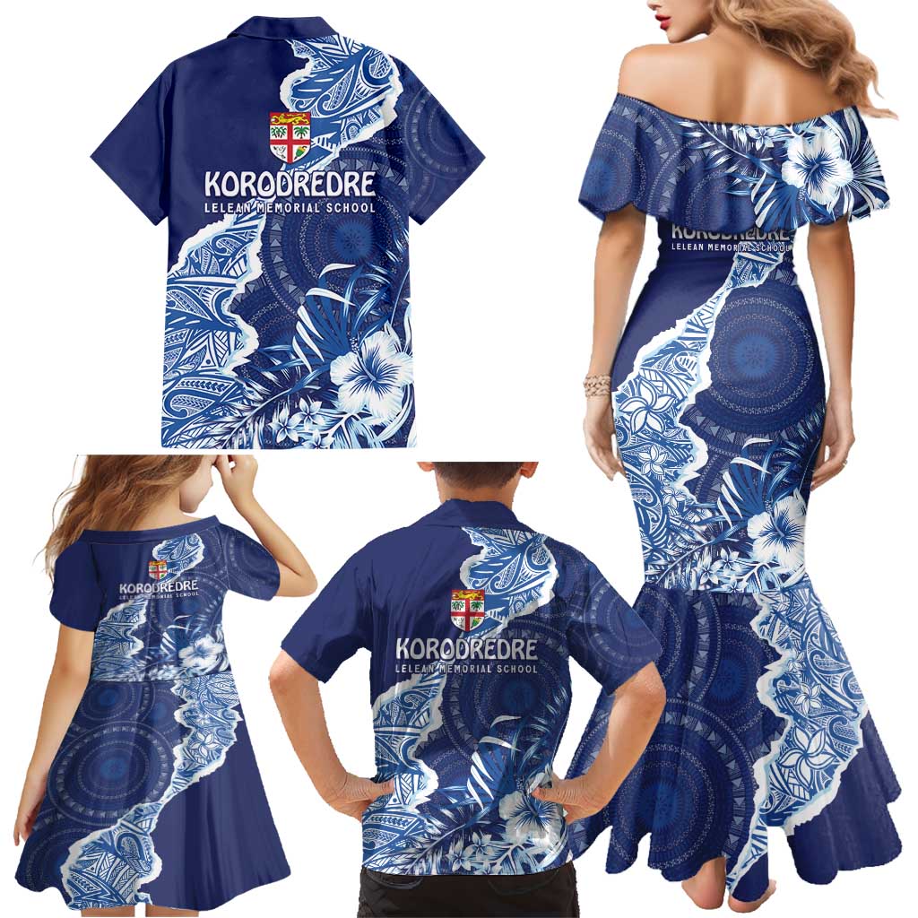 Fiji Lelean Memorial School Personalised Family Matching Mermaid Dress and Hawaiian Shirt Korodredre Davuilevu Masi Mix Style