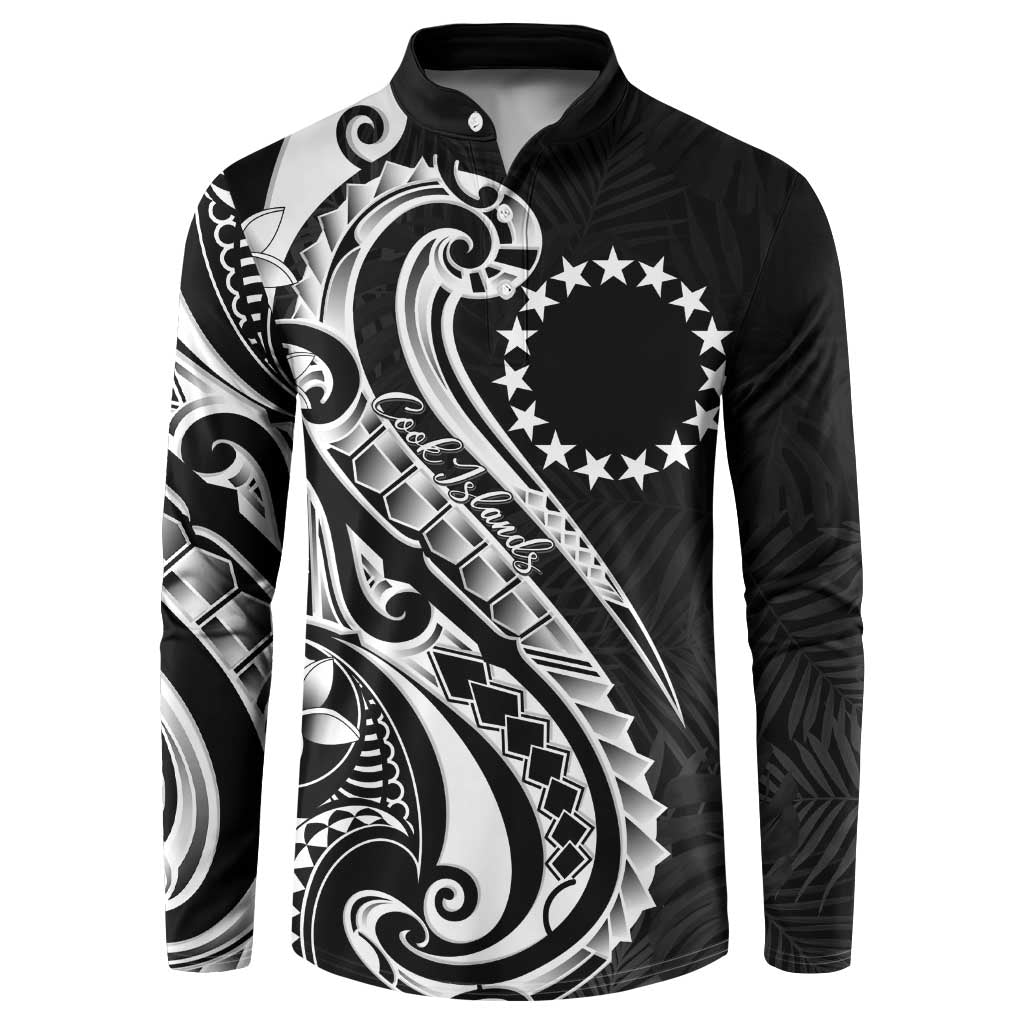 Kia Orana Cook Islands Button Sweatshirt Kerekere Plumeria Tropical Waves LT7 Black - Polynesian Pride