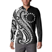 Kia Orana Cook Islands Button Sweatshirt Kerekere Plumeria Tropical Waves LT7 - Polynesian Pride
