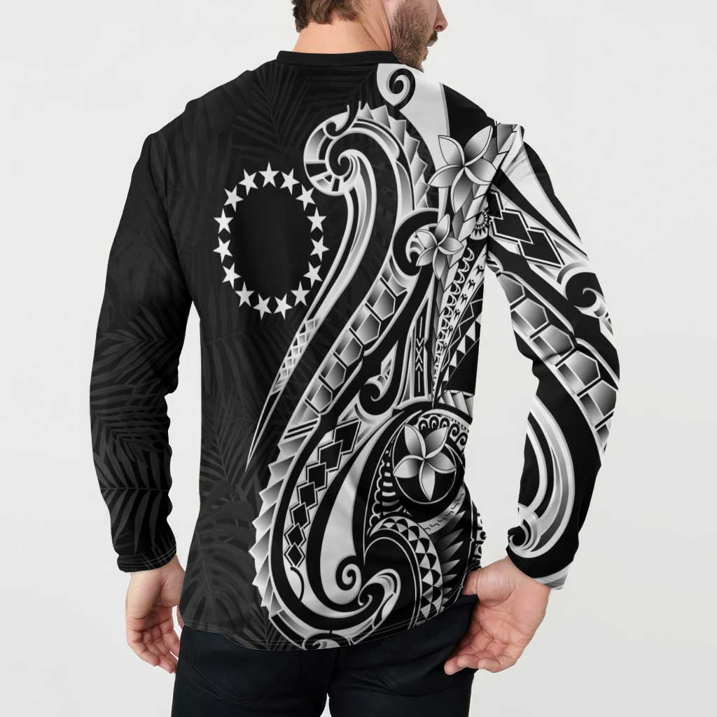 Kia Orana Cook Islands Button Sweatshirt Kerekere Plumeria Tropical Waves LT7 - Polynesian Pride