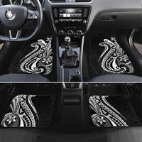 Kia Orana Cook Islands Car Mats Kerekere Plumeria Tropical Waves LT7 Set 4pcs Black - Polynesian Pride