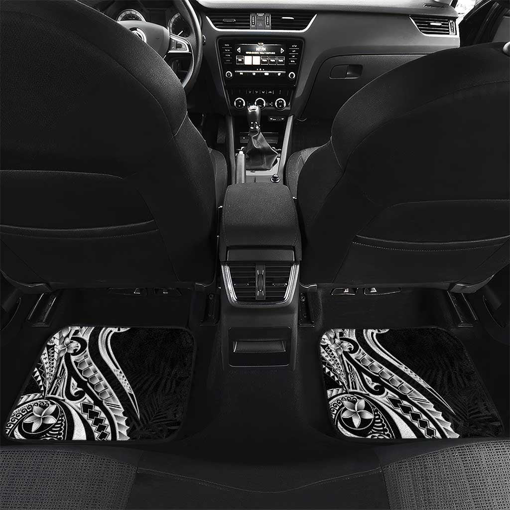 Kia Orana Cook Islands Car Mats Kerekere Plumeria Tropical Waves LT7 Set 2pcs - Back Black - Polynesian Pride