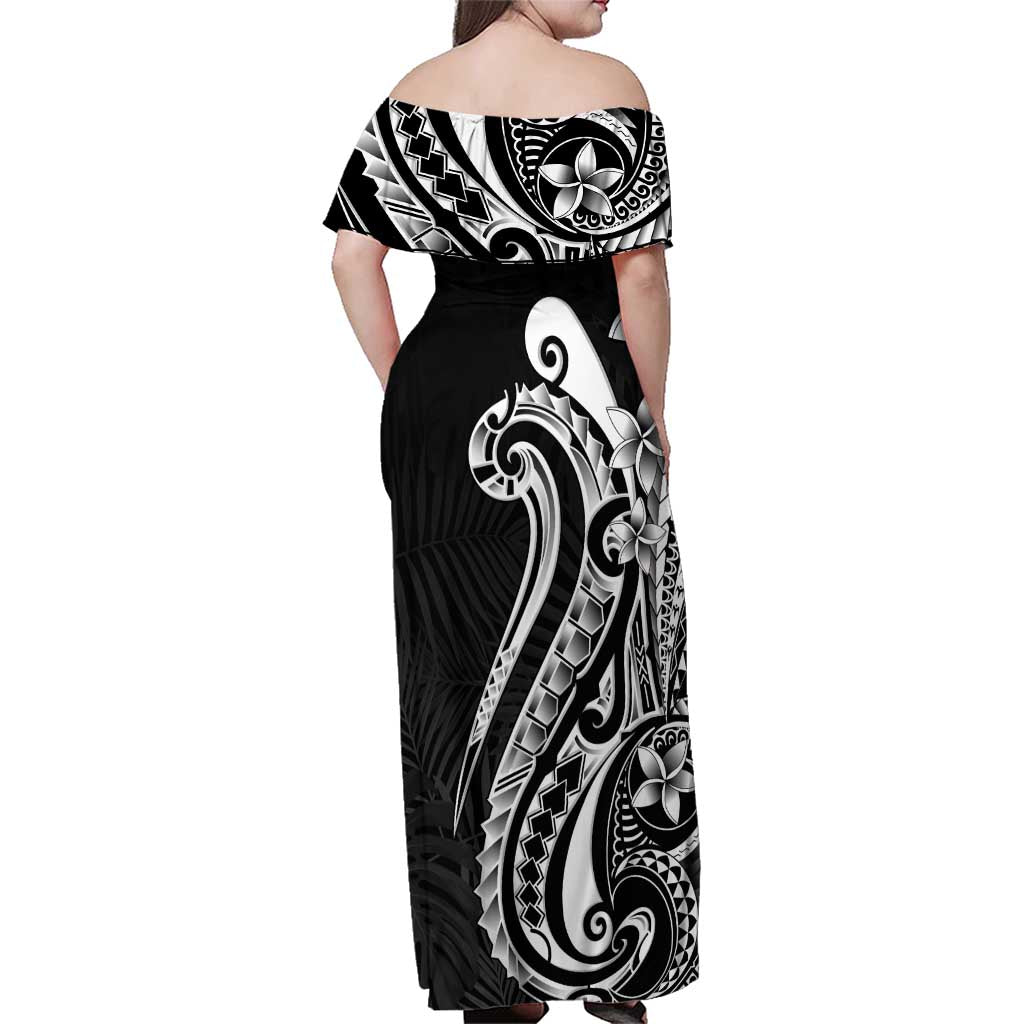 Kia Orana Cook Islands Family Matching Off Shoulder Maxi Dress and Hawaiian Shirt Kerekere Plumeria Tropical Waves - Polynesian Pride