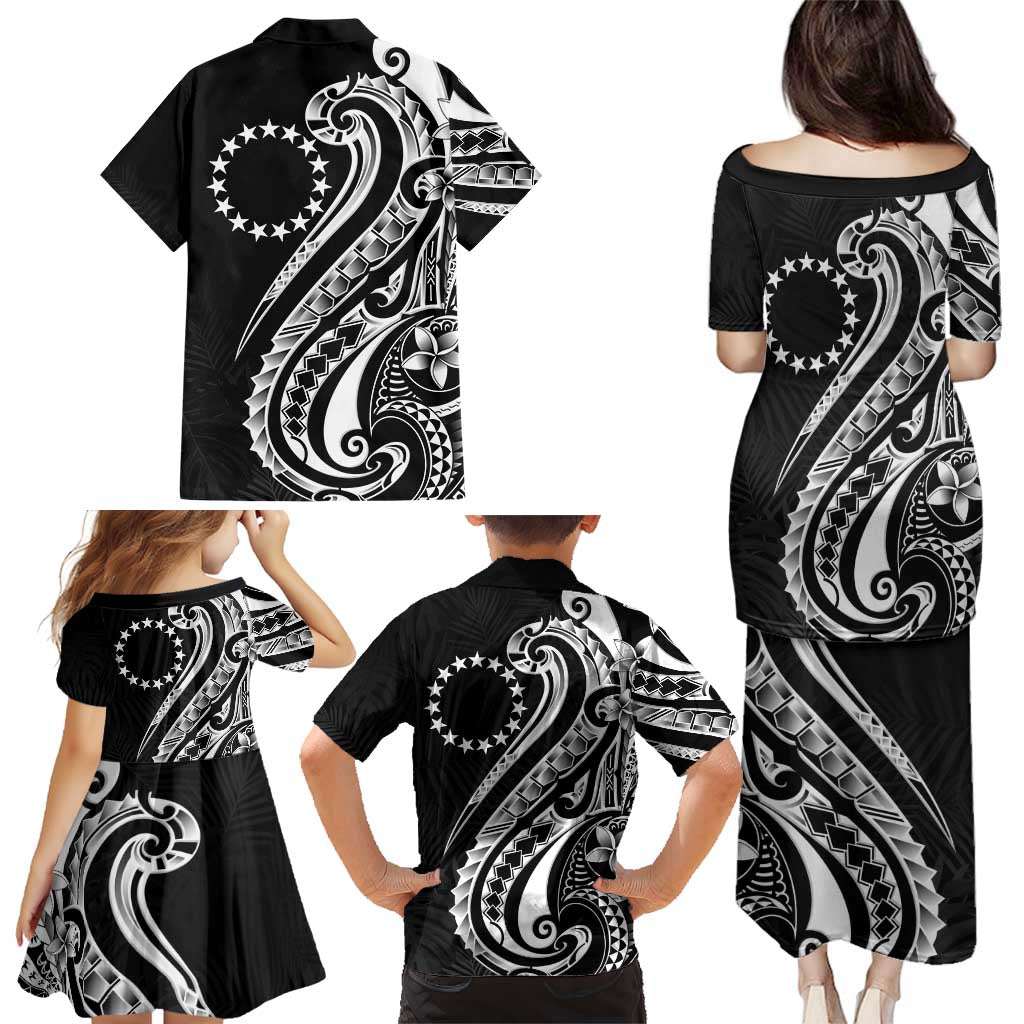 Kia Orana Cook Islands Family Matching Puletasi and Hawaiian Shirt Kerekere Plumeria Tropical Waves - Polynesian Pride
