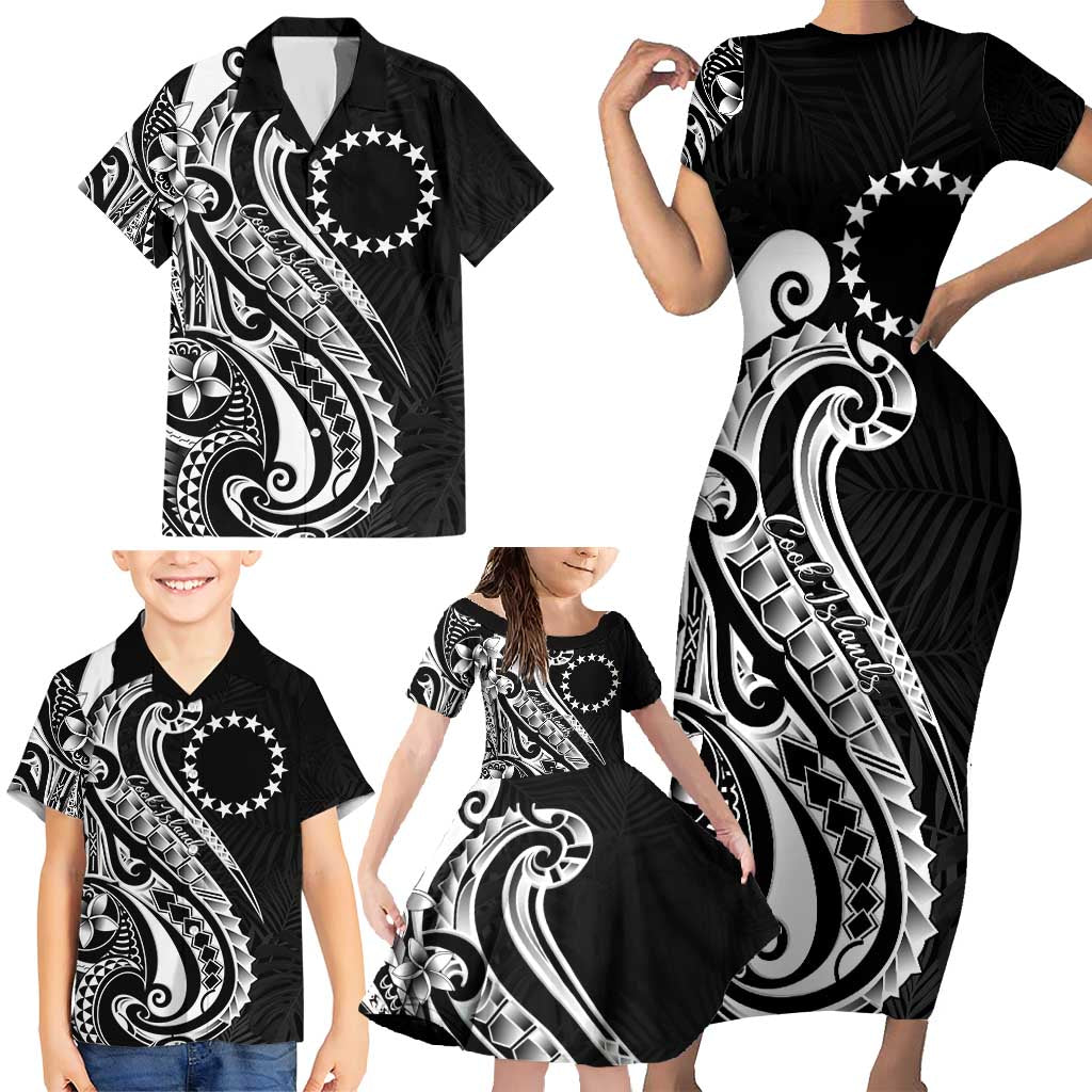 Kia Orana Cook Islands Family Matching Short Sleeve Bodycon Dress and Hawaiian Shirt Kerekere Plumeria Tropical Waves LT7 - Polynesian Pride