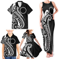 Kia Orana Cook Islands Family Matching Tank Maxi Dress and Hawaiian Shirt Kerekere Plumeria Tropical Waves - Polynesian Pride