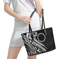 Kia Orana Cook Islands Leather Tote Bag Kerekere Plumeria Tropical Waves - Polynesian Pride