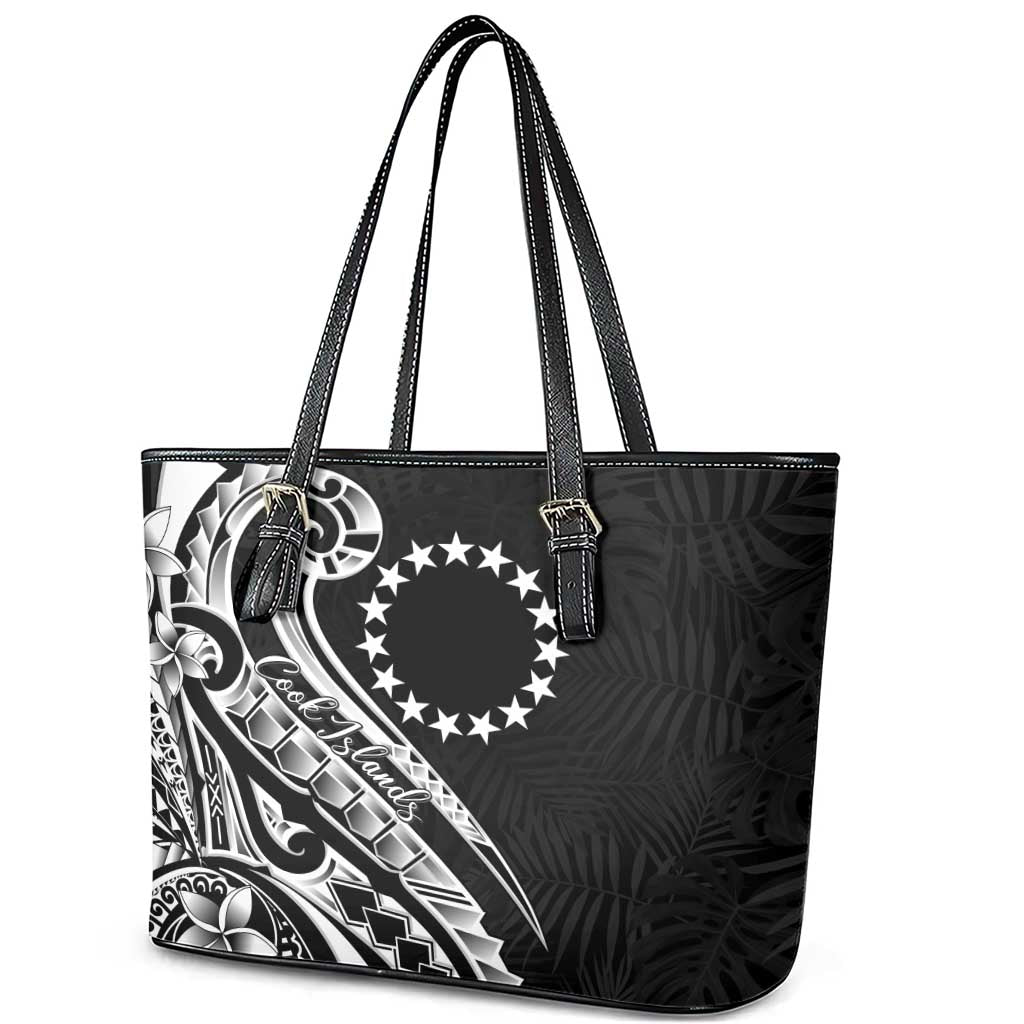 Kia Orana Cook Islands Leather Tote Bag Kerekere Plumeria Tropical Waves - Polynesian Pride