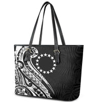 Kia Orana Cook Islands Leather Tote Bag Kerekere Plumeria Tropical Waves - Polynesian Pride