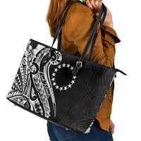 Kia Orana Cook Islands Leather Tote Bag Kerekere Plumeria Tropical Waves - Polynesian Pride