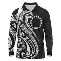 Kia Orana Cook Islands Long Sleeve Polo Shirt Kerekere Plumeria Tropical Waves - Polynesian Pride