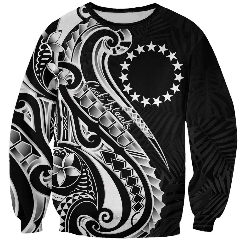 Kia Orana Cook Islands Sweatshirt Kerekere Plumeria Tropical Waves LT7 Unisex Black - Polynesian Pride