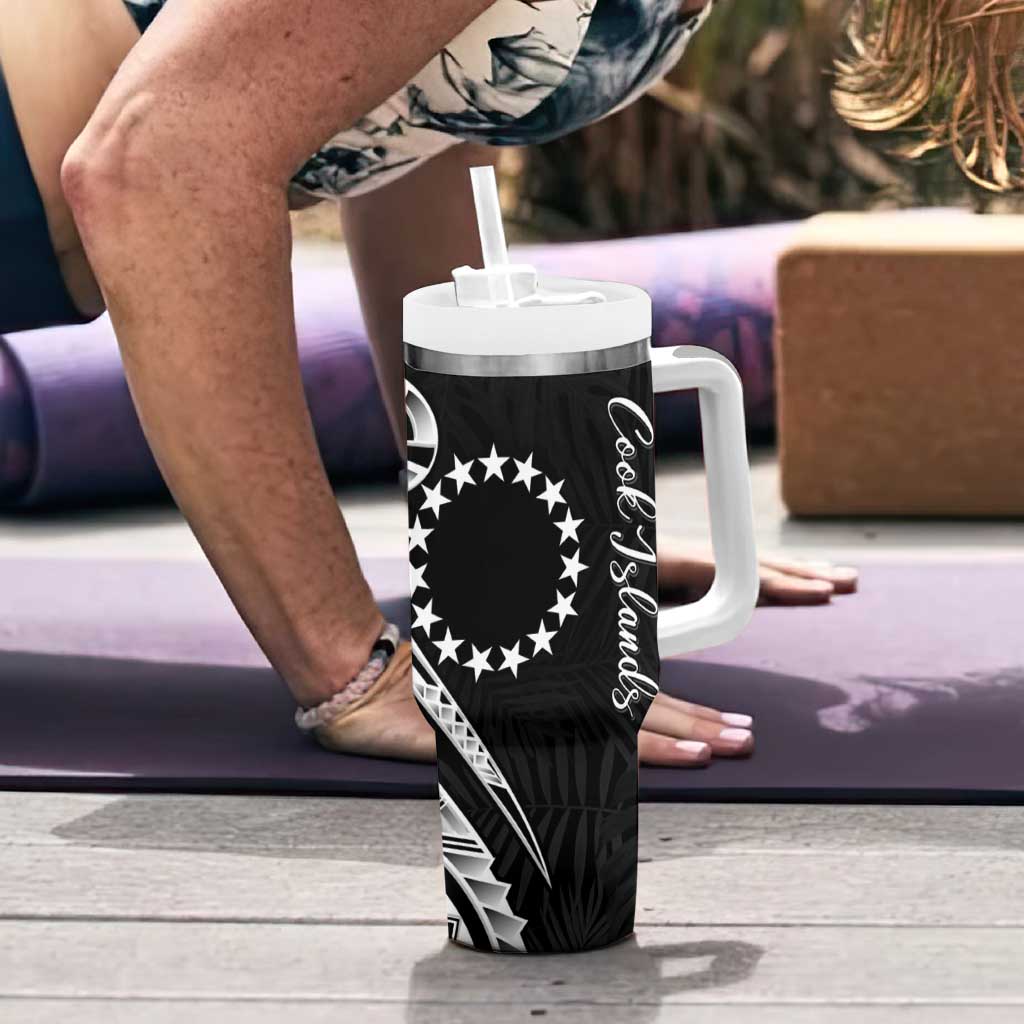 Kia Orana Cook Islands Tumbler With Handle Kerekere Plumeria Tropical Waves - Polynesian Pride