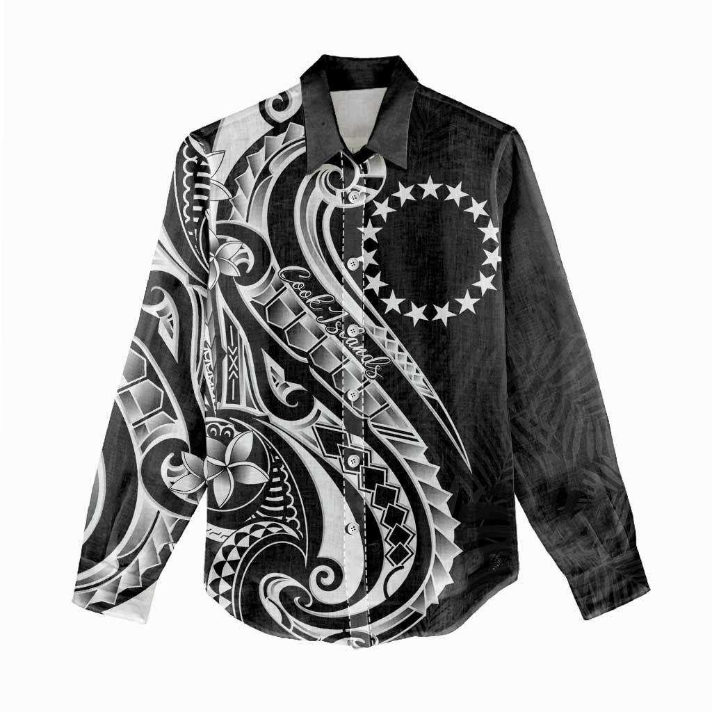 Kia Orana Cook Islands Women Casual Shirt Kerekere Plumeria Tropical Waves - Polynesian Pride