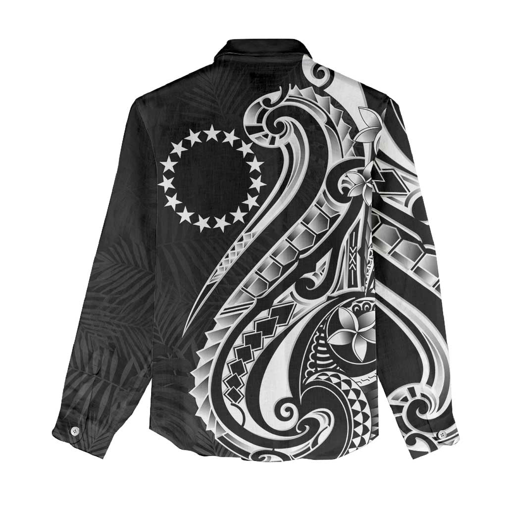 Kia Orana Cook Islands Women Casual Shirt Kerekere Plumeria Tropical Waves - Polynesian Pride