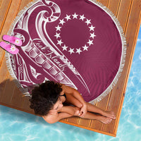 Kia Orana Cook Islands Beach Blanket Maroon Plumeria Tropical Waves LT7 - Polynesian Pride