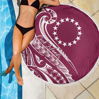 Kia Orana Cook Islands Beach Blanket Maroon Plumeria Tropical Waves LT7 - Polynesian Pride