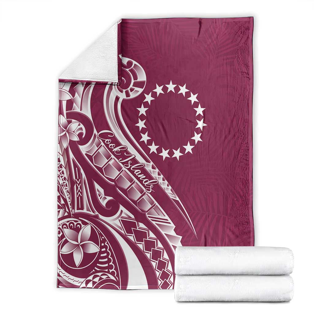 Kia Orana Cook Islands Blanket Maroon Plumeria Tropical Waves - Polynesian Pride