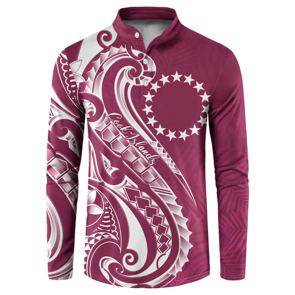 Kia Orana Cook Islands Button Sweatshirt Maroon Plumeria Tropical Waves LT7 Maroon - Polynesian Pride