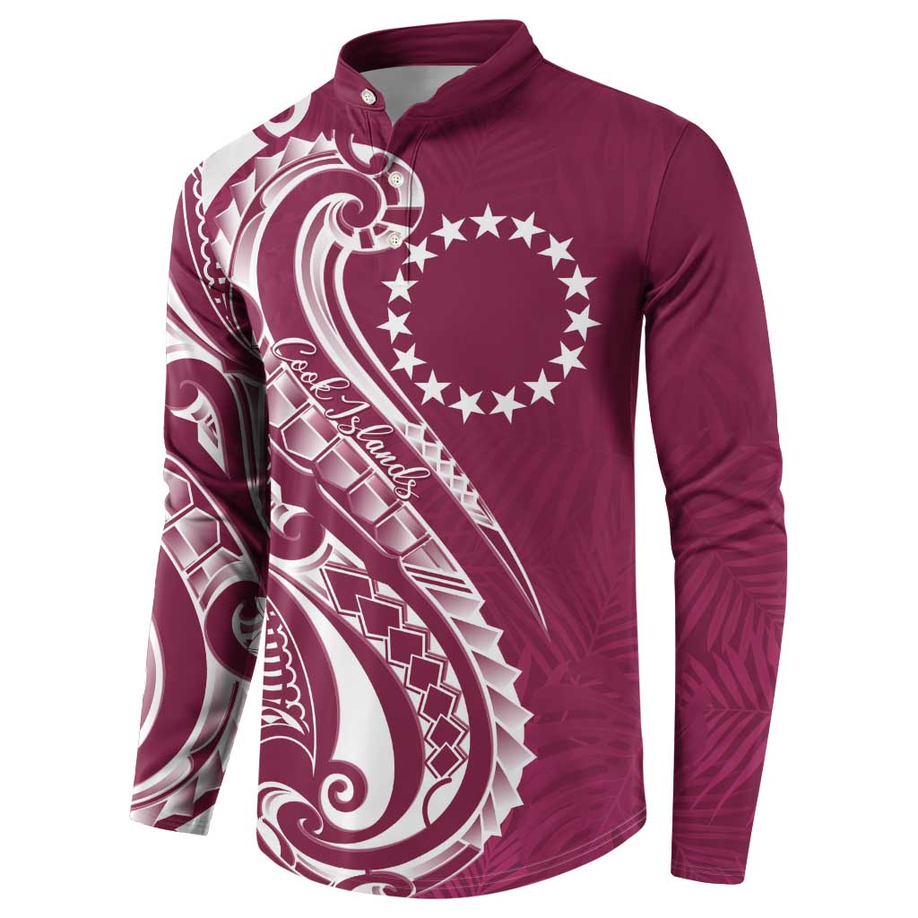 Kia Orana Cook Islands Button Sweatshirt Maroon Plumeria Tropical Waves LT7 - Polynesian Pride