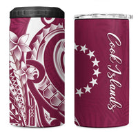Kia Orana Cook Islands 4 in 1 Can Cooler Tumbler Maroon Plumeria Tropical Waves LT7 One Size: 16 oz Maroon - Polynesian Pride