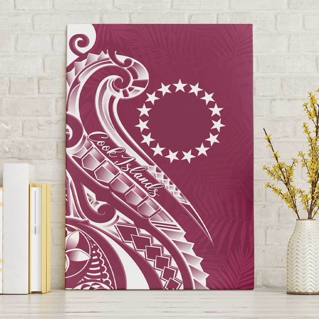 Kia Orana Cook Islands Canvas Wall Art Maroon Plumeria Tropical Waves LT7 Without Frame Maroon - Polynesian Pride