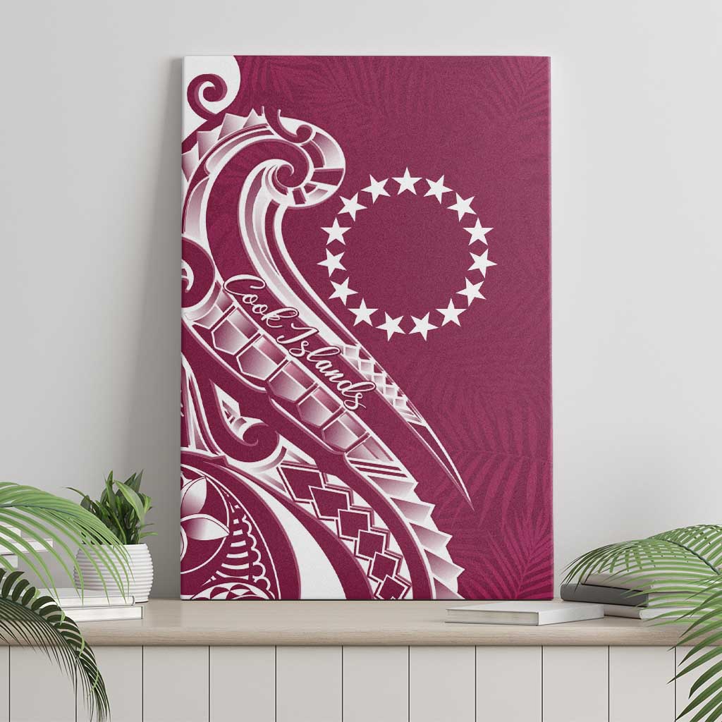 Kia Orana Cook Islands Canvas Wall Art Maroon Plumeria Tropical Waves LT7 - Polynesian Pride