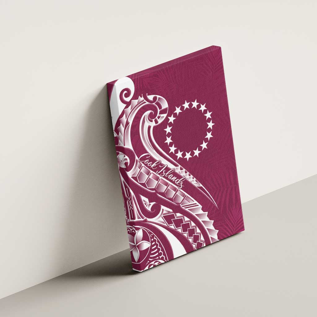 Kia Orana Cook Islands Canvas Wall Art Maroon Plumeria Tropical Waves LT7 - Polynesian Pride