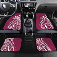 Kia Orana Cook Islands Car Mats Maroon Plumeria Tropical Waves LT7 Set 4pcs Maroon - Polynesian Pride