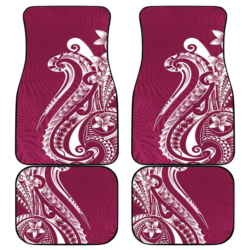 Kia Orana Cook Islands Car Mats Maroon Plumeria Tropical Waves LT7 - Polynesian Pride