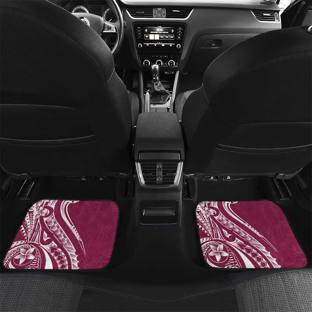 Kia Orana Cook Islands Car Mats Maroon Plumeria Tropical Waves LT7 Set 2pcs - Back Maroon - Polynesian Pride