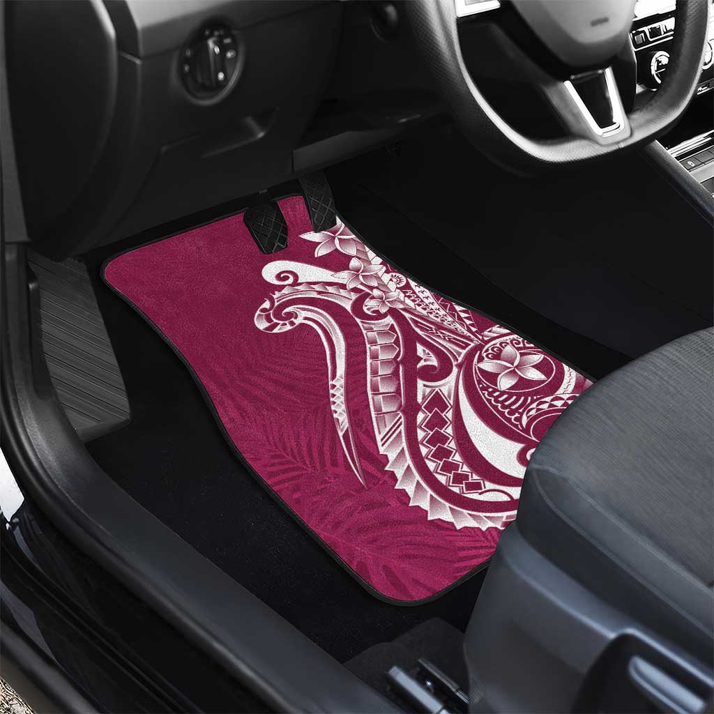 Kia Orana Cook Islands Car Mats Maroon Plumeria Tropical Waves LT7 - Polynesian Pride