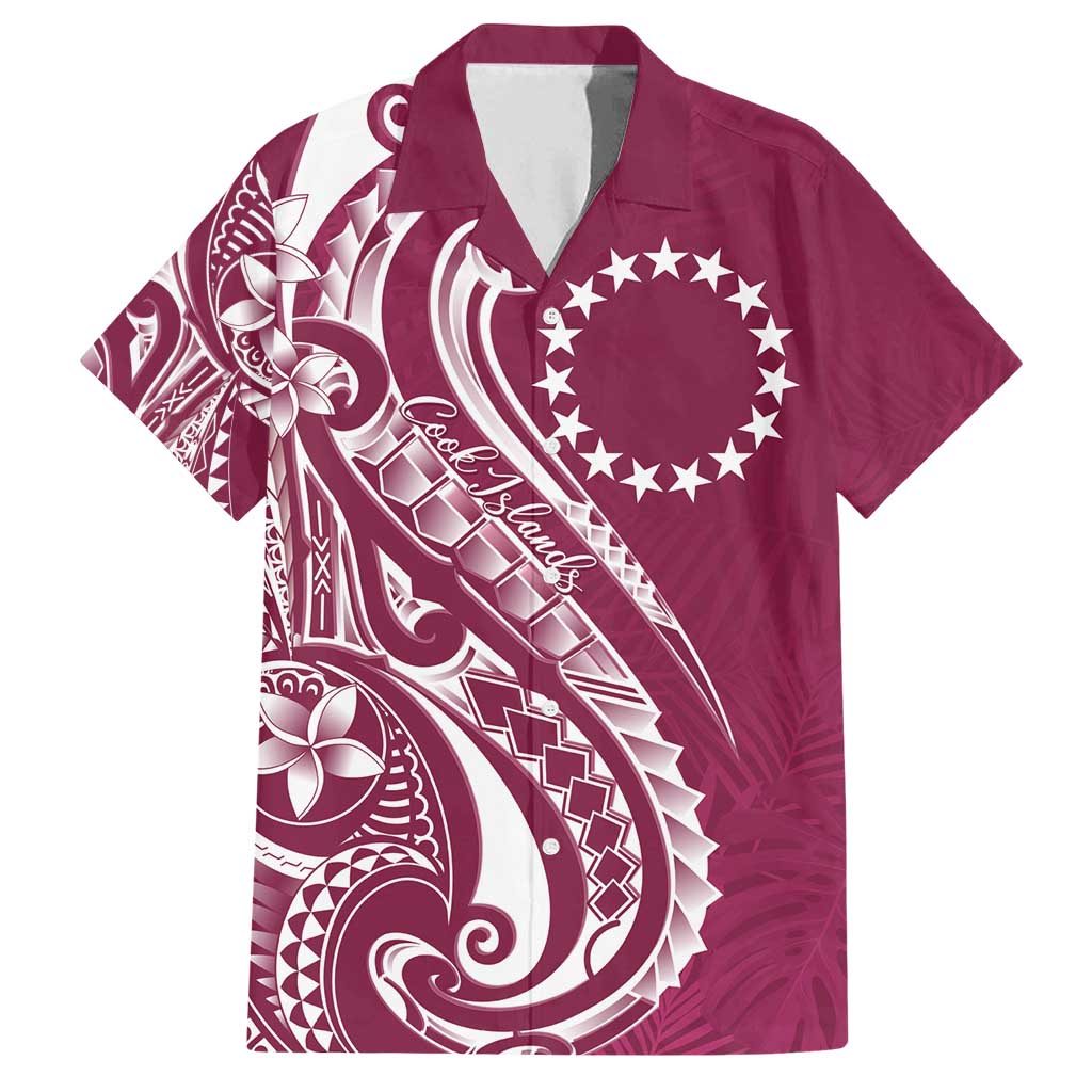 Kia Orana Cook Islands Family Matching Long Sleeve Bodycon Dress and Hawaiian Shirt Maroon Plumeria Tropical Waves - Polynesian Pride
