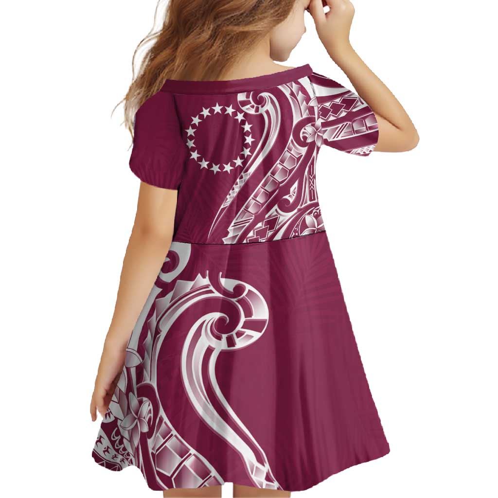 Kia Orana Cook Islands Family Matching Tank Maxi Dress and Hawaiian Shirt Maroon Plumeria Tropical Waves - Polynesian Pride