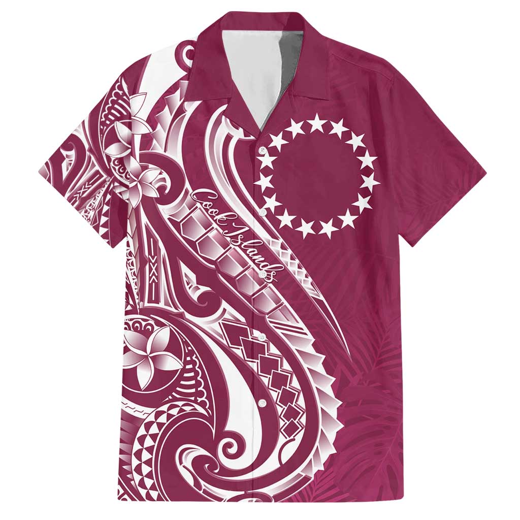 Kia Orana Cook Islands Hawaiian Shirt Maroon Plumeria Tropical Waves LT7 Maroon - Polynesian Pride