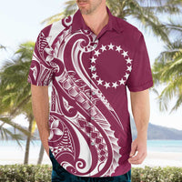 Kia Orana Cook Islands Hawaiian Shirt Maroon Plumeria Tropical Waves LT7 - Polynesian Pride