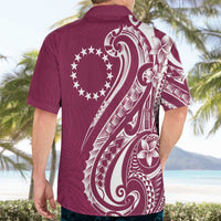 Kia Orana Cook Islands Hawaiian Shirt Maroon Plumeria Tropical Waves LT7 - Polynesian Pride