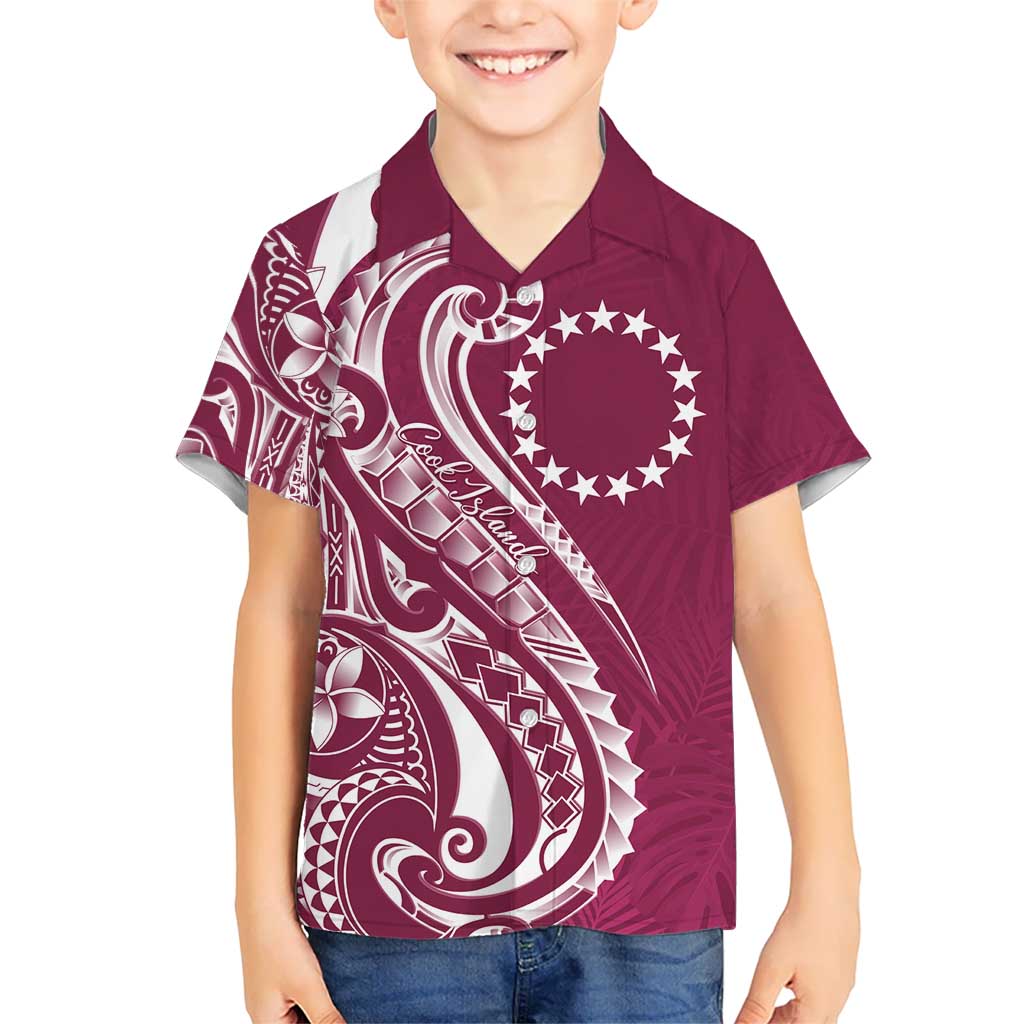 Kia Orana Cook Islands Hawaiian Shirt Maroon Plumeria Tropical Waves LT7 - Polynesian Pride
