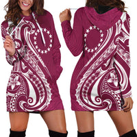 Kia Orana Cook Islands Hoodie Dress Maroon Plumeria Tropical Waves - Polynesian Pride