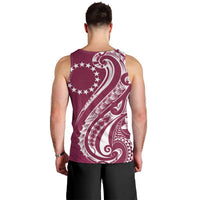 Kia Orana Cook Islands Men Tank Top Maroon Plumeria Tropical Waves LT7 - Polynesian Pride