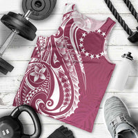 Kia Orana Cook Islands Men Tank Top Maroon Plumeria Tropical Waves LT7 - Polynesian Pride