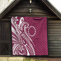 Kia Orana Cook Islands Quilt Maroon Plumeria Tropical Waves - Polynesian Pride