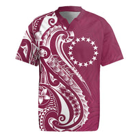 Kia Orana Cook Islands Rugby Jersey Maroon Plumeria Tropical Waves LT7 Maroon - Polynesian Pride