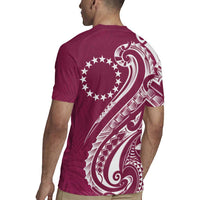 Kia Orana Cook Islands Rugby Jersey Maroon Plumeria Tropical Waves LT7 - Polynesian Pride