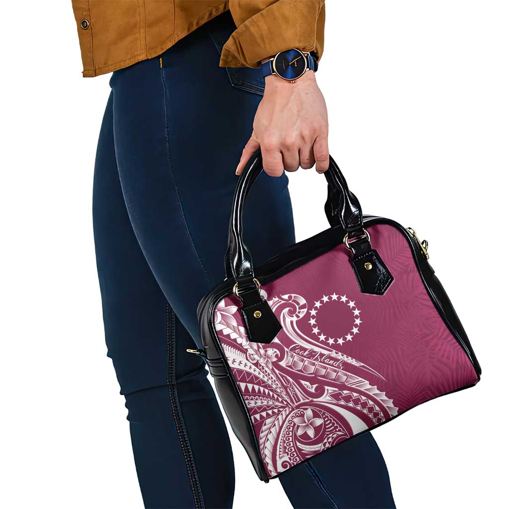 Kia Orana Cook Islands Shoulder Handbag Maroon Plumeria Tropical Waves - Polynesian Pride