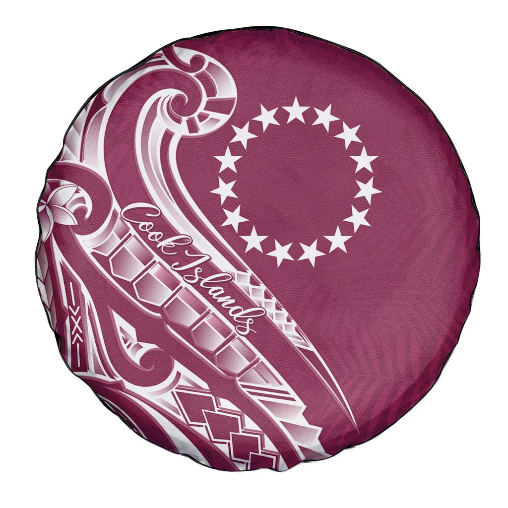 Kia Orana Cook Islands Spare Tire Cover Maroon Plumeria Tropical Waves - Polynesian Pride