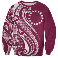 Kia Orana Cook Islands Sweatshirt Maroon Plumeria Tropical Waves LT7 Unisex Maroon - Polynesian Pride