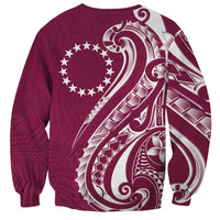 Kia Orana Cook Islands Sweatshirt Maroon Plumeria Tropical Waves LT7 - Polynesian Pride