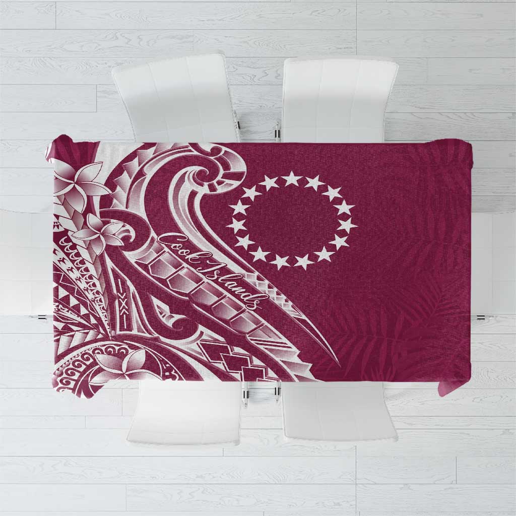 Kia Orana Cook Islands Tablecloth Maroon Plumeria Tropical Waves LT7 Maroon - Polynesian Pride