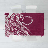 Kia Orana Cook Islands Tablecloth Maroon Plumeria Tropical Waves LT7 Maroon - Polynesian Pride